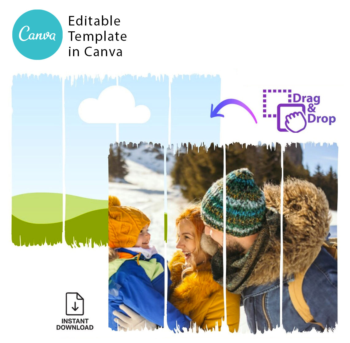 Brush Stroke Canva Frame Template | Editable Photo Collage