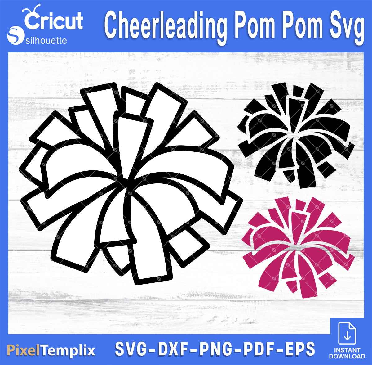 Cheerleading Pom Pom SVG | Pom Pom Cut File for Cricut & Silhouette – Instant Download