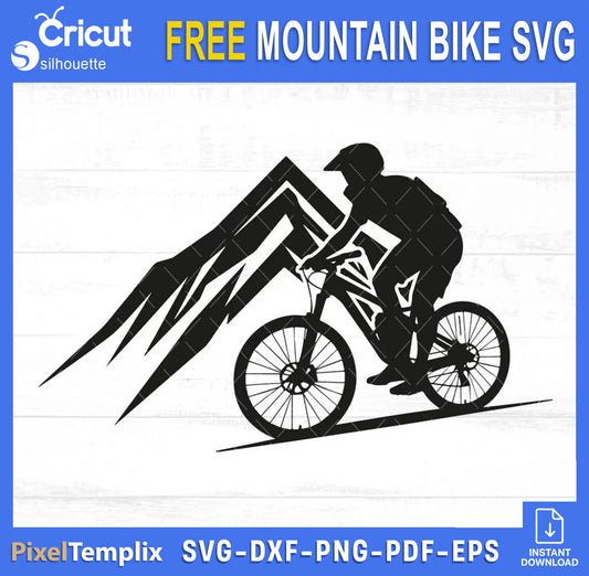 Mountain Bike SVG | Mountain Biking Silhouette PNG | Cycling Bike SVG Cut File | Cricut Silhouette | Free Download