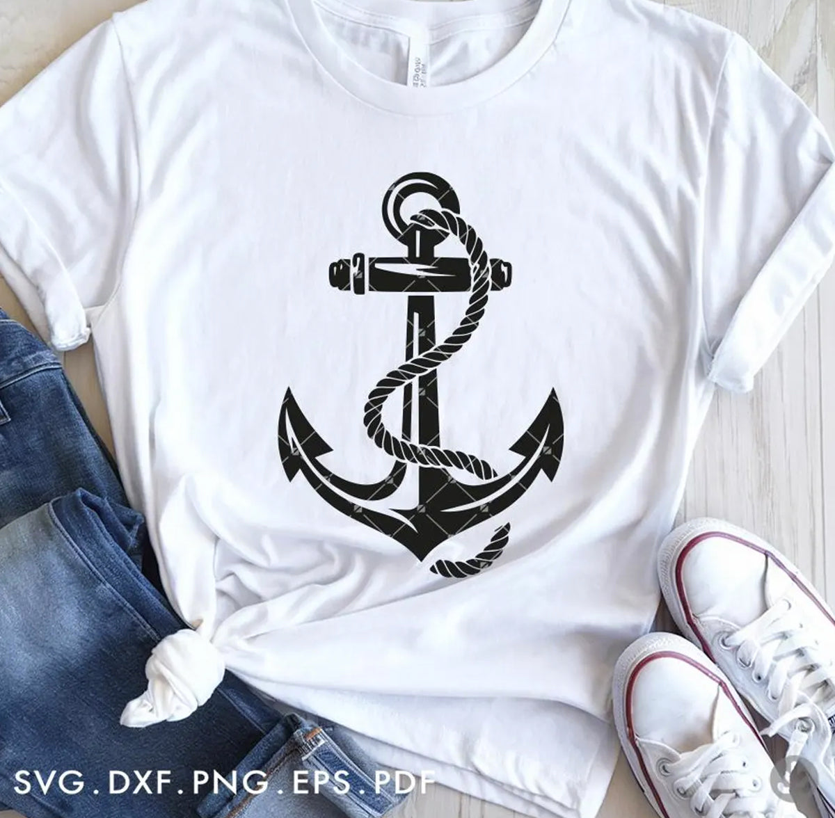 Navy Anchor With Rope SVG Bundle | Nautical Anchor Cut File – Instant Download