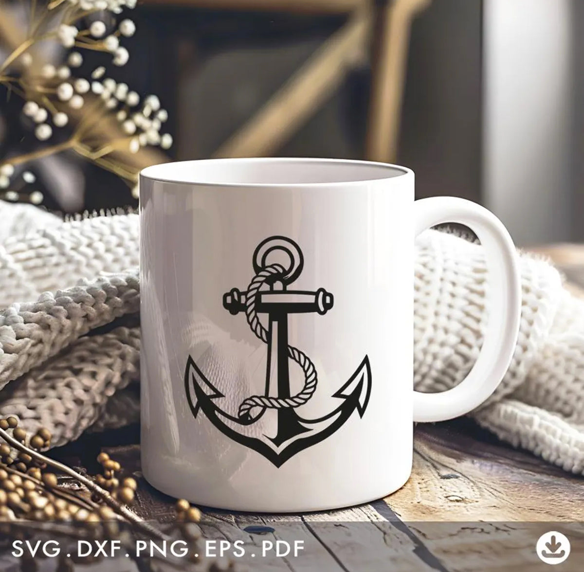 Navy Anchor With Rope SVG Bundle | Nautical Anchor Cut File – Instant Download