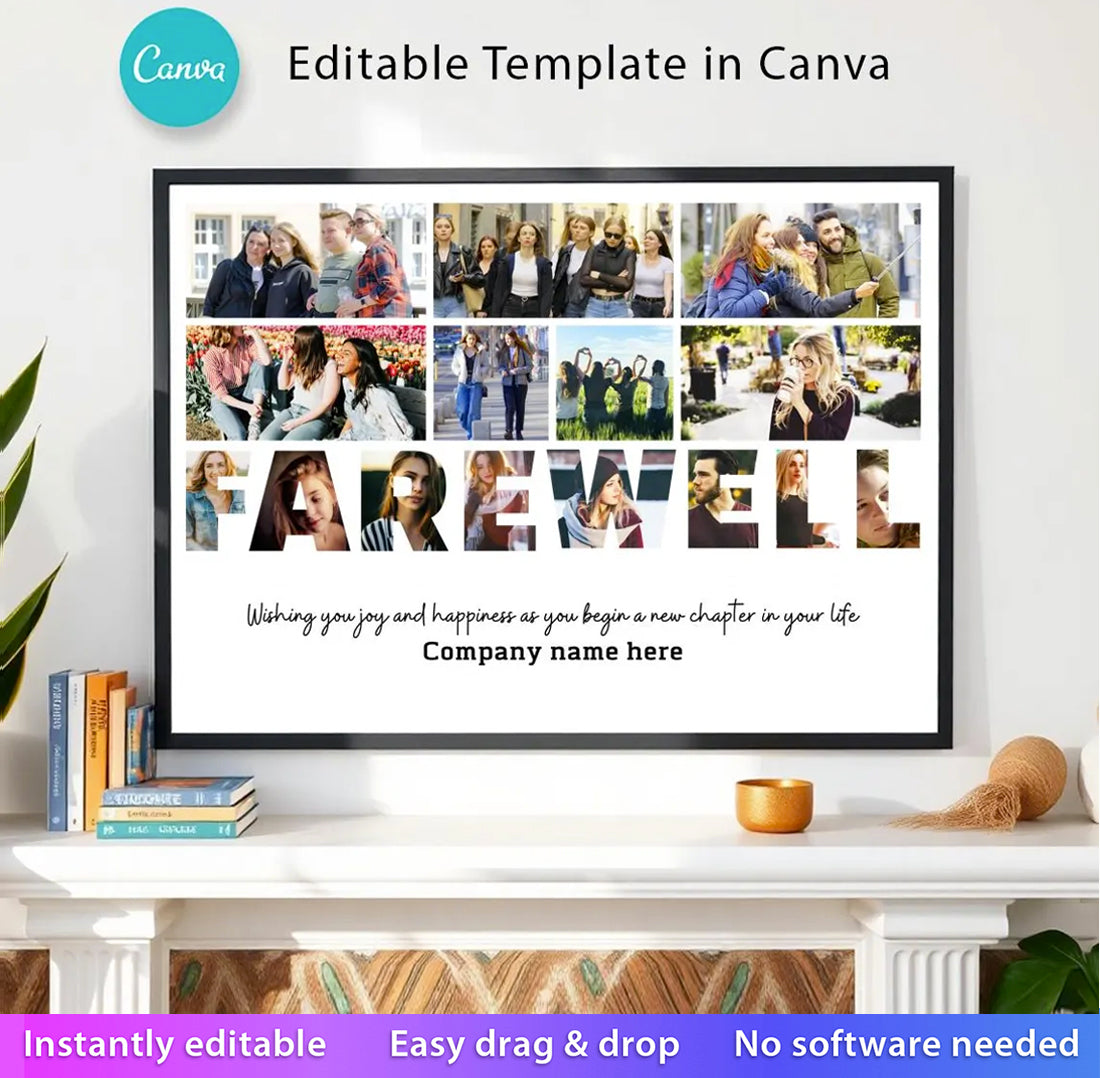 Farewell Photo Collage, Canva Frame Template, Farewell Personalized Gift, Farewell Gift for Coworker