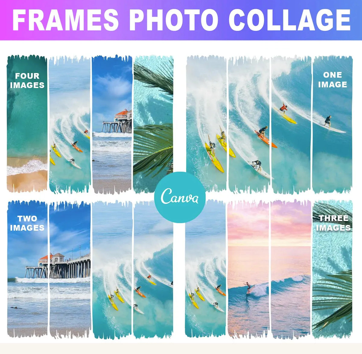 Brush Stroke Canva Frame Template | Editable Paint Frame – Instant Download