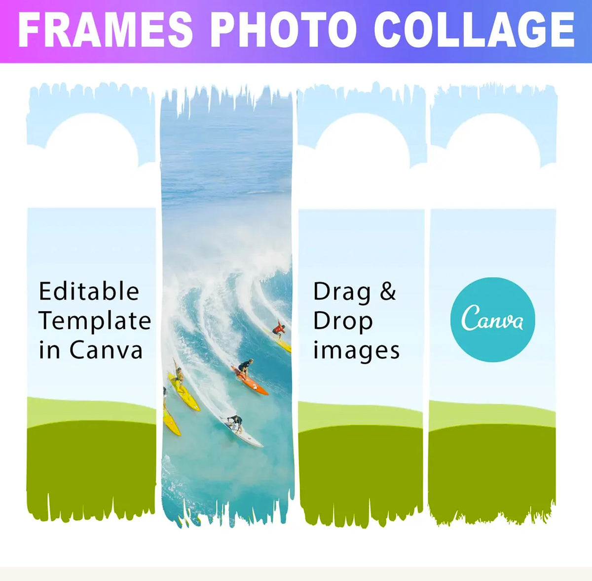 Brush Stroke Canva Frame Template | Editable Paint Frame – Instant Download