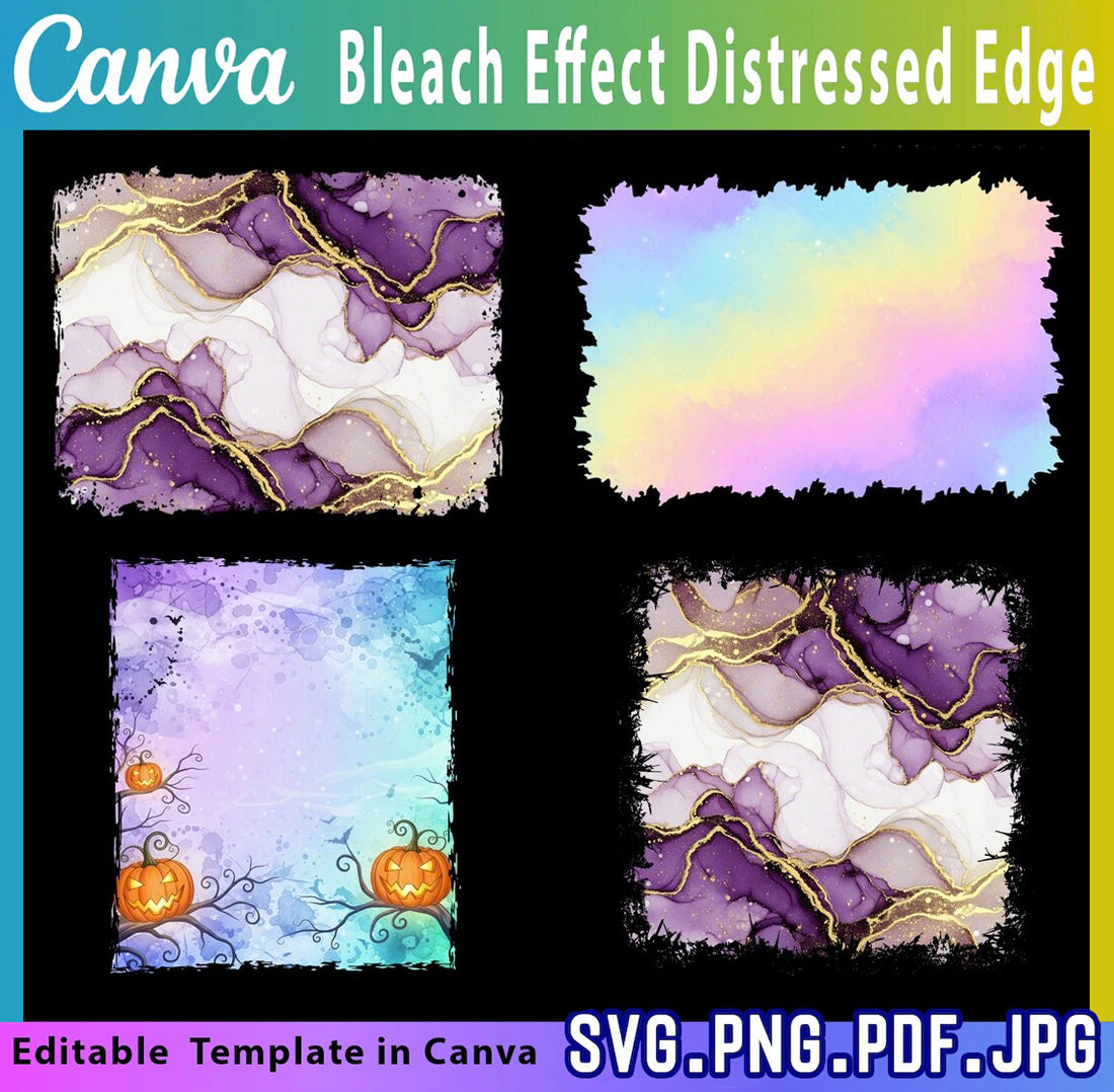 Bleach effect distressed Edge Canva Frames, Drag & Drop Photo, Editable Frames Bundle