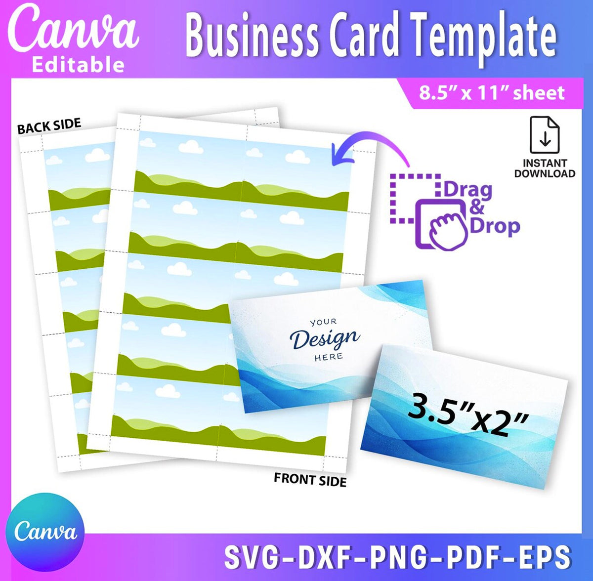 Editable Business Card Template | Canva Business Card – Instant Download